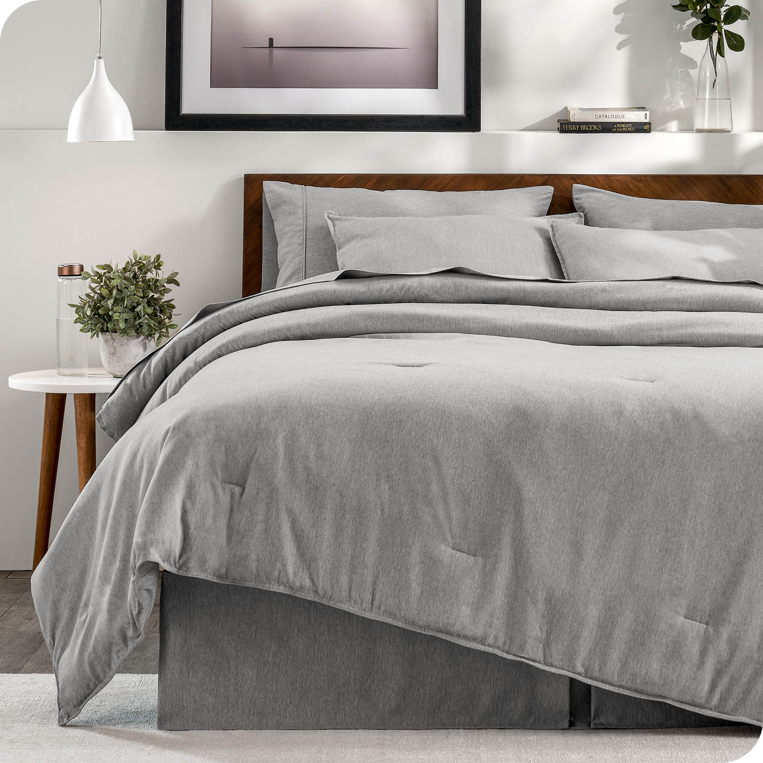 Bare Home Ensemble Literie Chinée 7 Pcs, Très Grand Californien, Gris Chiné