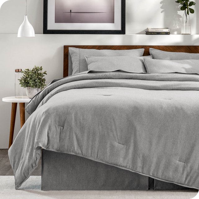 Bare Home Ensemble Literie Chinée 7 Pcs, Très Grand Californien, Gris Chiné