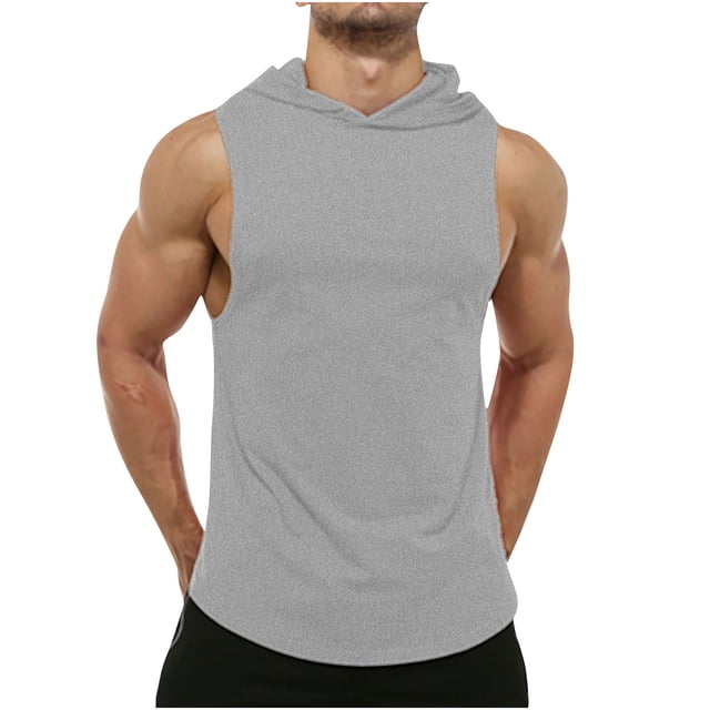 Timegard Tank Tops Men Athletic Comfy Solid Color Hoodies Pullover Casual Sleeveless Tee Shirts Summer