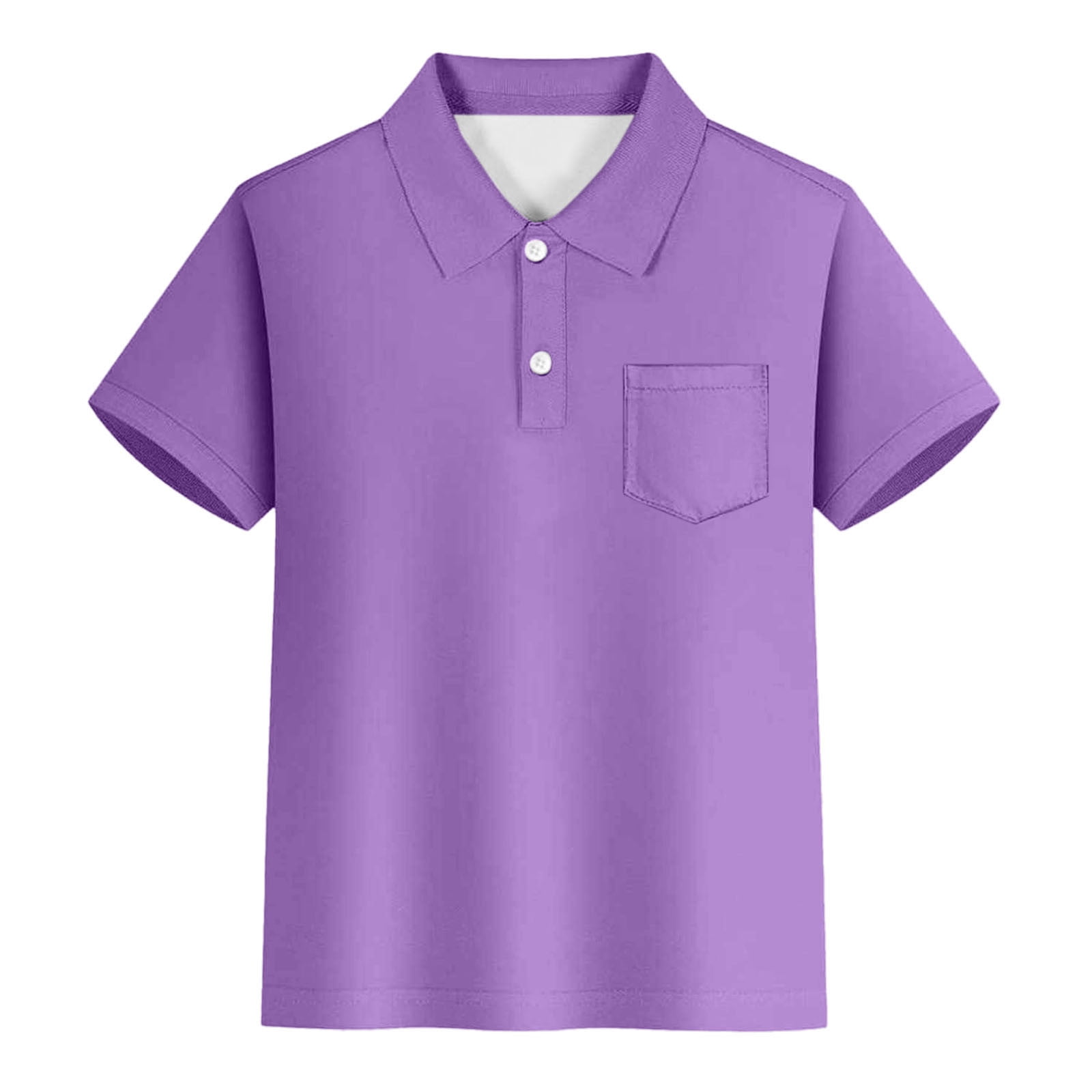Hiiyo Polo à Poche pour Grands Garçons, T-Shirt à Manches Courtes Uni, Violet