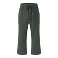 thumbnail image 4 of AherBiu Plus Size Capris pour Femmes Pantalon Capri Décontracté d'Été en Coton et Lin Taille Haute Droit Court, 4 of 5
