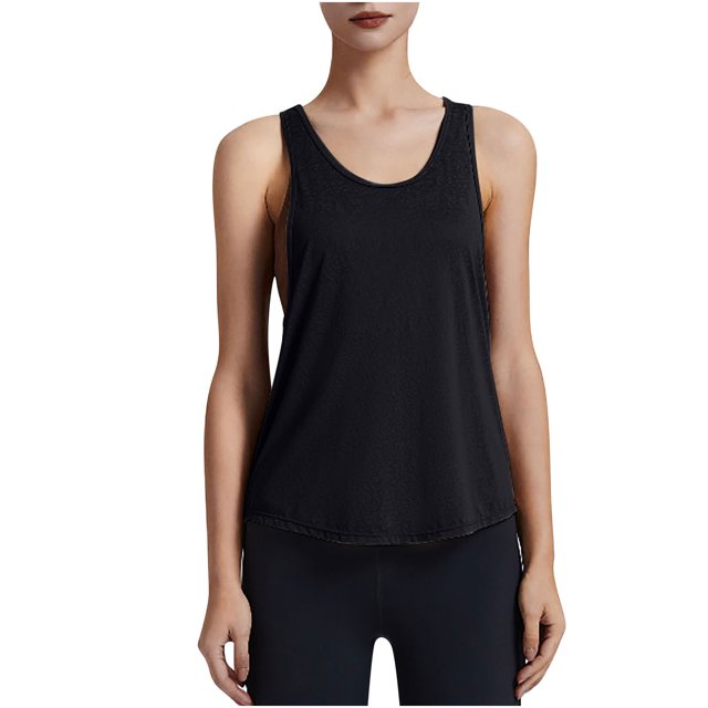 Timegard Tank Tops for Women Scoop Neck Workout Yoga Tops Racerback Athletic Loose Comfy Solid Color Tee