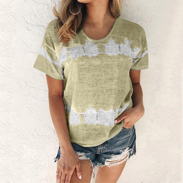 Wolfast T-Shirts pour Femmes Mode Femmes Mode T-Shirt Imprimé Manches Courtes Blouse Col Rond Hauts Décontractés Manches Courtes Blouses pour Femmes