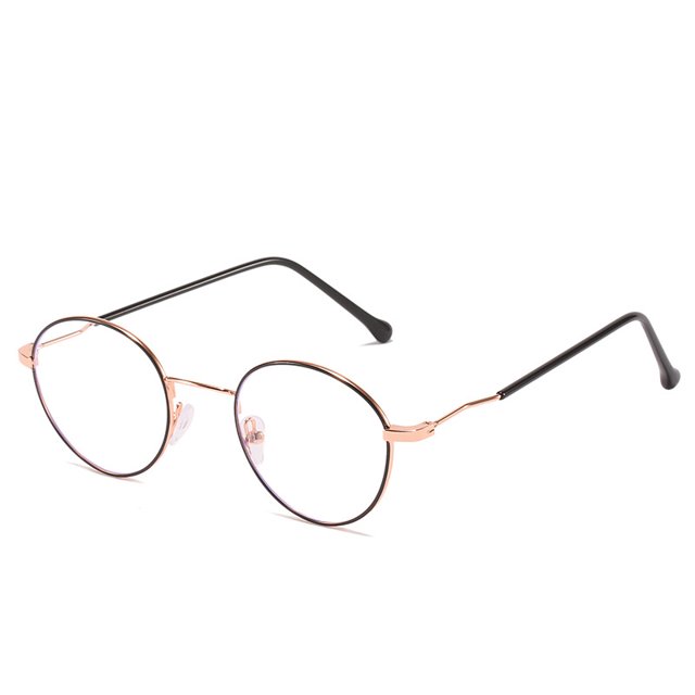 CAROOTU Monture Ronde en Métal Lunettes Plates à Lumière Bleue Changeant de Couleur Mode Simple