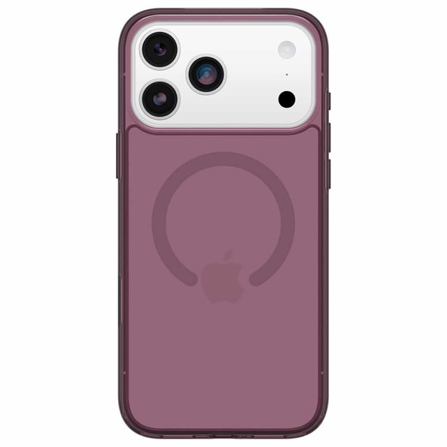 OtterBox Symmetry Clear MagSafe Case w/Camera Control Rhapsody (Purple) for iPhone 17 Pro Max shown from the back in a centered view, featuring a translucent Purple slim cellphone Case with built-in MagSafe ring, camera cutout, tactile side buttons, and reinforced corners for device protection.