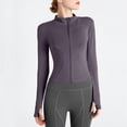 thumbnail image 2 of Timegard Womens Workout Jackets Full Zip Cropped Top Slim Athletic Running Jackets with Thumb Holes, 2 of 3