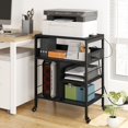 thumbnail image 1 of Yiwa 4 Tier Printer Stand, Home Printer Stands with Power Outlets, Mobile Printer Table with Large Storage Self & Lockable Wheels, Industrial Cart for Home Office, 1 of 8