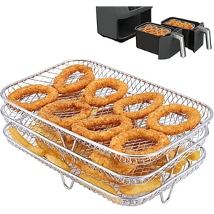 Air Fryer Rack Multifunction Three Layer Stackable Compatible with NINJA Foodi Dual Zone Oil-Free Fryer [AF400EU]/[AF300EU], Air Fryer Accessory