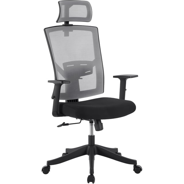 Twister.CK High Back Ergonomic Office Chair, Adjustable Lumbar Support & Headrest, Swivel Task Chair, Height-Adjustable Rocking Mesh Computer Desk Chair, for Home Office, Gray