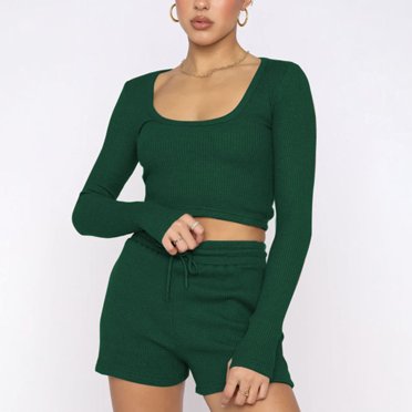 EQWLJWE Liquidation d'Économies d'Été! Ensembles 2 Pcs pour Femmes 2023 Hiver Manches Longues Col en V Chandail Tricoté et Shorts Chandail Décontracté Ensembles de Pyjama Ensembles 2 Pcs Femmes Shorts Grande Taille