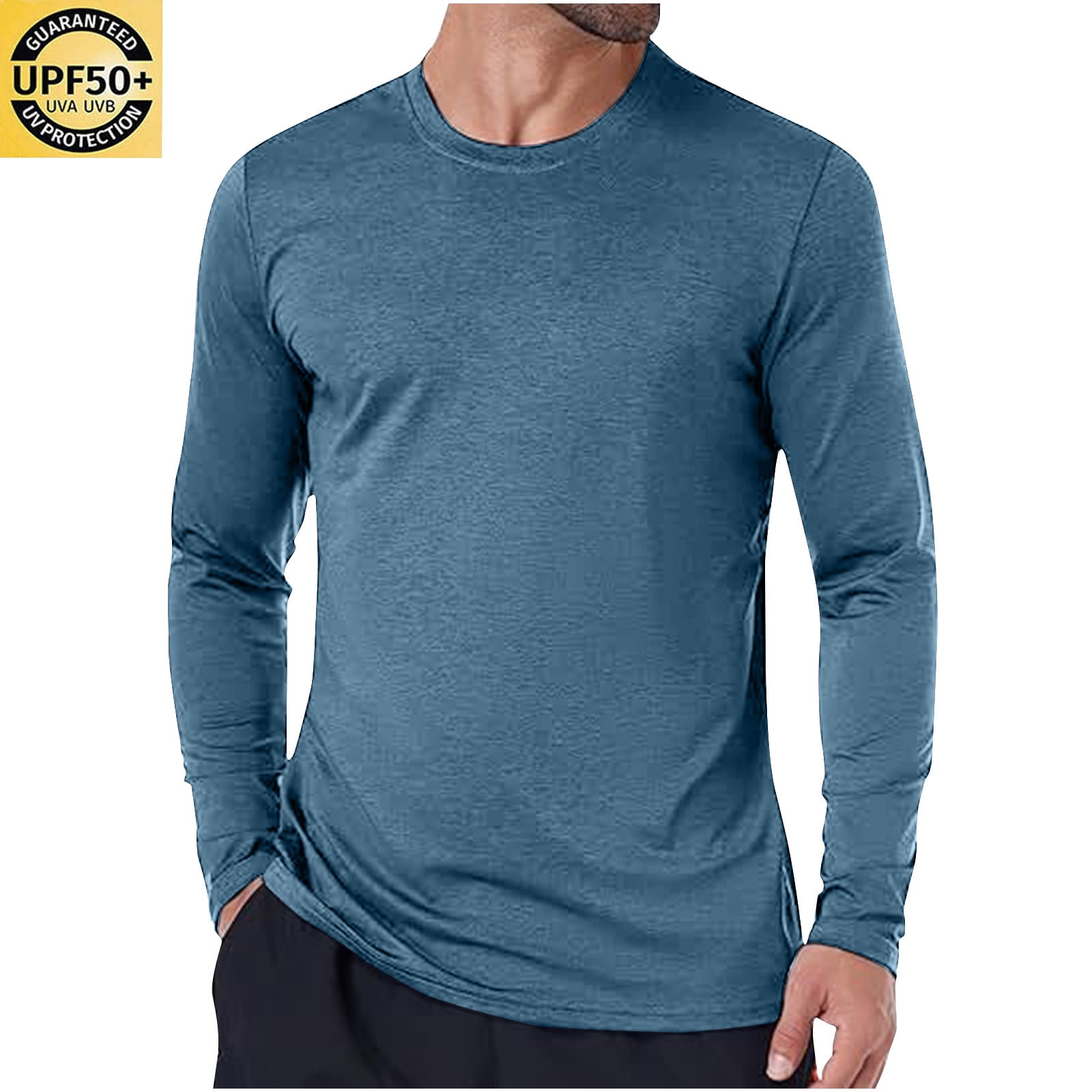 cllios Men's Sun Protection UPF 50+ Shirts Long Sleeve Running Workout Athletic Gym Shirt UV Swim Fish Rash Guard Hiking