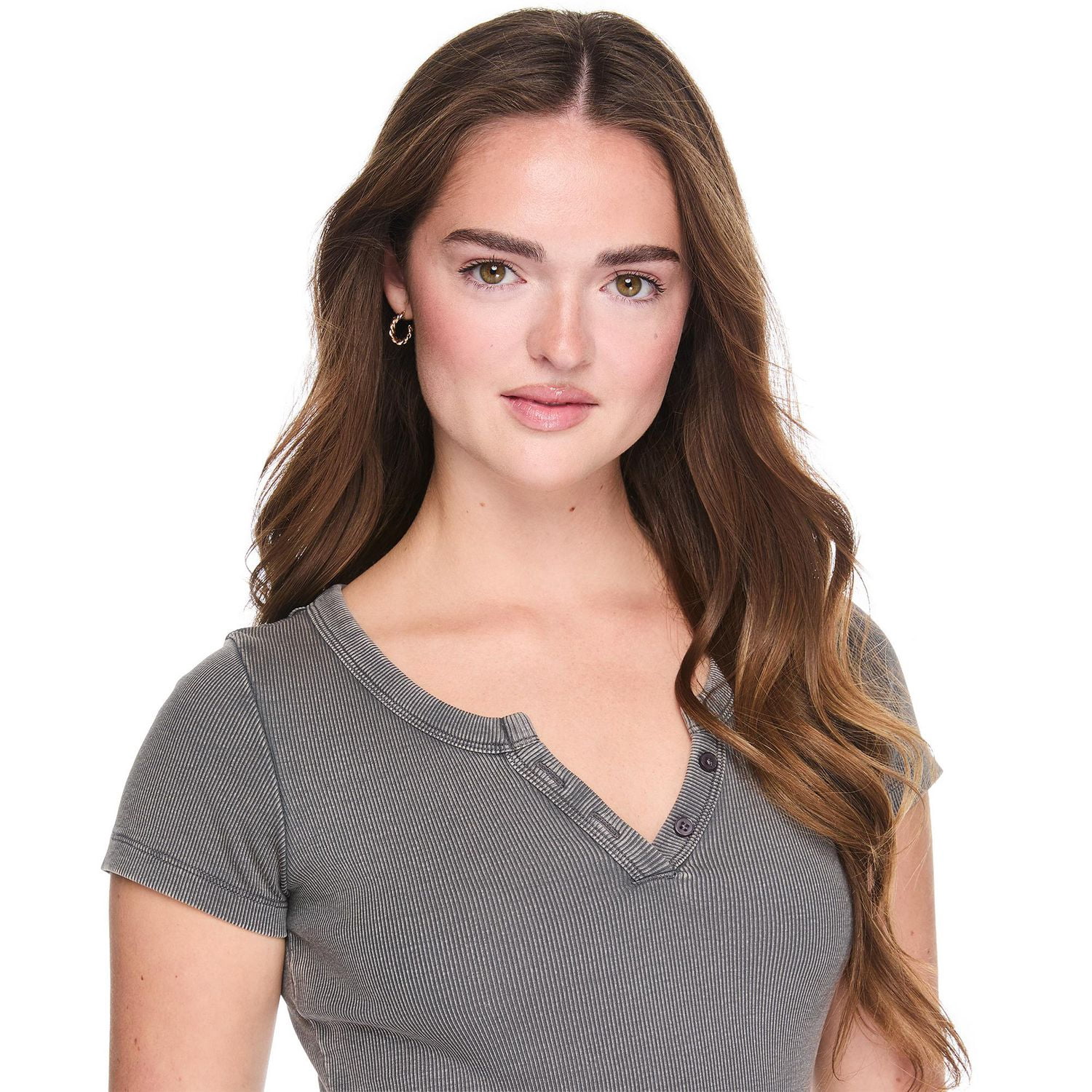 No Boundaries Women's Short-Sleeve Henley Dress