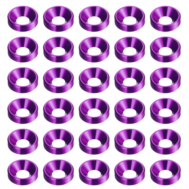Unique Bargains Lot de 30 Rondelles à Encastrer M4 en Alliage d'Aluminium Anodisé, Violet
