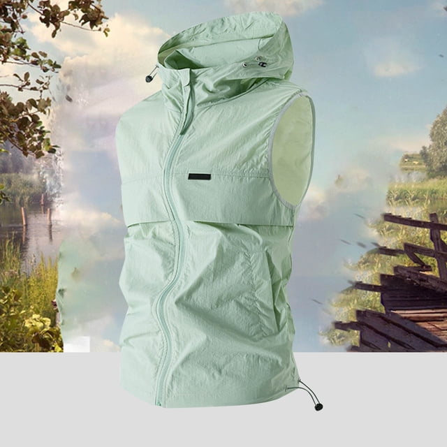 Ceisia UV Protection Men's Loose Fit Hooded Lightweight Quick-Dry Sun Vest Gift