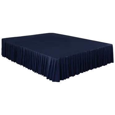Pleated Bed Skirts Polyester Solid Dust Ruffle 14 Inch Drop Navy Blue, 40