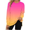 thumbnail image 2 of Pisexur Chandail pour Femmes, Mode, Dégradé, Col Rond, Chandails à Manches Longues, Hauts pour Femme, Chandail Tendance d'Automne, Chandail à Capuchon Léger pour Femmes, Décontracté, Ample, Ourlet Fendu, Chandail à Enfiler, 2 of 4