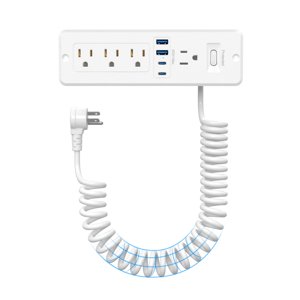 Furniture Drawer Outlet Kit, 65W USB C Recessed Power Strip with 4 Outlets & 4 USB Ports,Hidden Charging Station for Home Office 6 FT White Cord