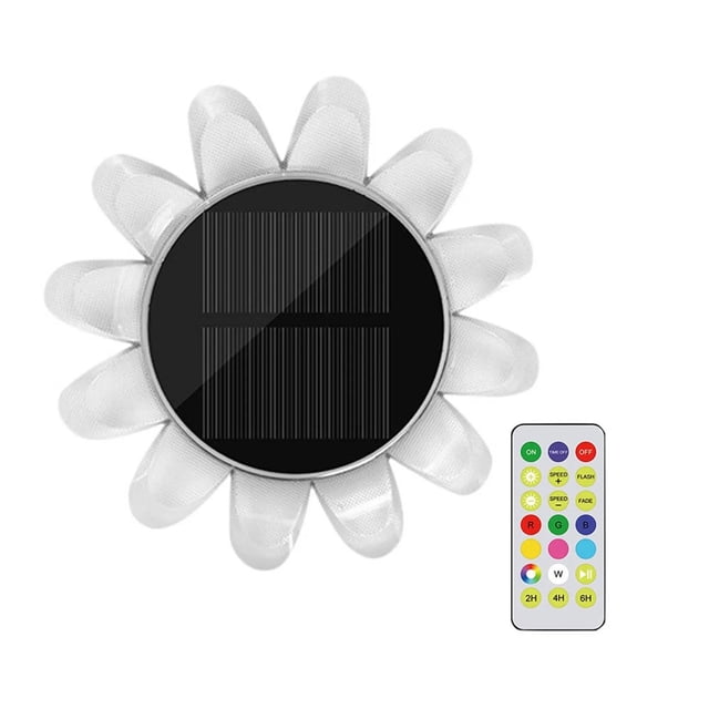Solar Floating Pool Light Flower Shape Submersible Lamp RGB LED with Remote Control for Garden Pond Decoration 3.22x1.41in