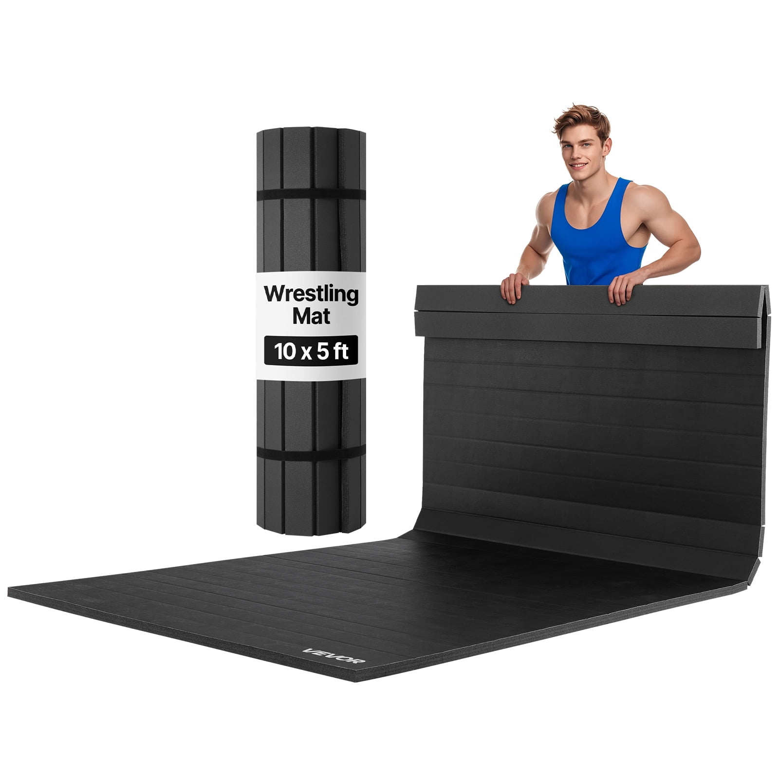 Main Routine Exercises VEVOR 10x5 ft Wrestling Mat, Martial Arts Thick Mat for Home Gym ...