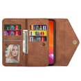 thumbnail image 4 of For iPhone 13 Pro Max Wallet Case,Women/Men A Multi-Card Slot Card Holder Premium Folio Flip Leather Protective Zipper Pocket Purse Wallet Case With Hand Strap and Shoulder Strap Case, 4 of 9