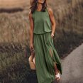 thumbnail image 2 of KIHOUT Robes d'Été pour Femmes, Mode Dames Aguichant Été Décontractée Sans Manches Unie Robe à Fente Verte m, 2 of 6