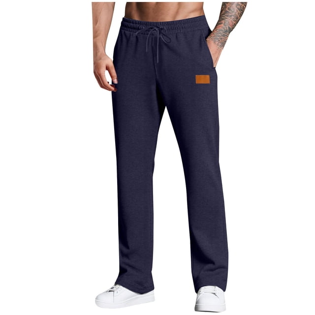 BLCHUNen Mens Sweatpants Fleece Drawstring Elastic Waist Straight Leg Athletic Gym Running Sports Workout Pants