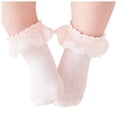 thumbnail image 1 of Zanarzt Little Girls Ruffle Ankle Dress Socks Baby Socks Spring and Fall Cotton Baby Socks Lace Stretch Boneless Girls Lace Lace Mid Calf Socks Pink,0-1 Years, 1 of 6