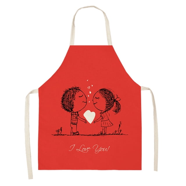 RKSTN Kitchen Utensils 1pc Parent Adult The Family Kitchen Valentine's Day Print Linen Family Aprons Kitchen Utensils