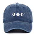 thumbnail image 2 of HNMKIU Moon Embroidery Distressed Washed Baseball Cap Classic Unstructured Low Profile Dad Hat for Daily Use Baseball Hats 03_Navy,One Size, 2 of 4
