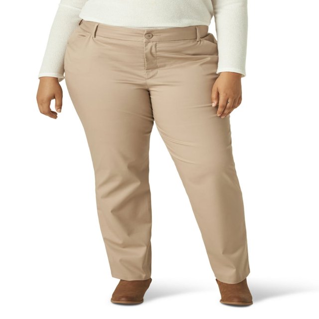 CHOK Women‘s Plus Wrinkle Free Relaxed Fit Straight Leg Pant
