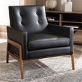 thumbnail image 2 of Baxton Studio Perris Fauteuil Lounge en Similicuir Noir et Noyer, 2 of 9
