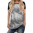 thumbnail image 1 of Femmes Tie-Dyed Print Couleur Cou Cou Cou Manches Courtes Tuniques Tops, 1 of 2