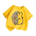 thumbnail image 3 of PMVFHDE Hauts pour Filles T-Shirts pour Filles T-Shirts Graphiques T-Shirts pour Fille Hauts d'Été Tendance pour Filles Hauts d'Été pour Fille T-Shirt Graphique Mignon pour Fille Col Rond Manches Courtes T-Shirt d'Été Jaune, 8-9 Ans, 3 of 5