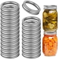 thumbnail image 1 of 24 Pieces Regular Mouth Canning Jar Replacement Metal Rings, Split-type Lids, Practical Screw Jar Bands Leak Proof Tinplate Metal Bands Rings, Compatible with Mason Canning Jars, 70mm Silver, 1 of 7