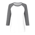 thumbnail image 4 of TSADFHJI Hauts d'Hiver pour Femmes 2024 Haut à Manches 3/4 d'Été Décontracté Polyvalent Raglan Col Rond Chemise Décontractée TTG Gris, 4 of 5