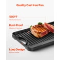 thumbnail image 4 of VEVOR 20x10in Reversible Grill Griddle Pre-Seasoned Rectangular BBQ Pan Cast Iron, 4 of 9