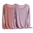 thumbnail image 1 of Mrat Camisoles de Sommeil pour Femmes Chandail pour Femmes à Manches Longues Col Rond Coton Couches de Base Chandails Tuniques Décontractées Hauts Classiques Mignons d'Automne P-328 Multicolore 3TG, 1 of 2