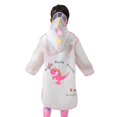thumbnail image 3 of Children‘s Boys Girls Dinosaur Rainbow Printed Button Rain Jacket Hooded Windproof Raincoat, 3 of 7