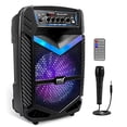 thumbnail image 1 of Portable Bluetooth PA Speaker System - 600W Rechargeable Outdoor Bluetooth Speaker Portable PA System w/ 10” Subwoofer 1” Tweeter, Recording Function, Mic In Party Lights USB/SD Radio, 1 of 7