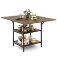 thumbnail image 1 of Costway Dining Table for 4-6People,47”Rectangular Kitchen Table with 2-tier Storage Shelves Rustic Brown + Black, 1 of 10