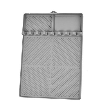Tapis de Barbecue pour Blackstone, Couverture de Gril en Silicone de Qualité Alimentaire, Support d'Outil 15.9x11.6 Pouces Gris