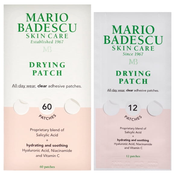 Mario Badescu Drying Patch Blemish Covering, Invisible Spot Treatment, Absorbing All Day Polymer Adhesion with Vitamin C, Vegan & Cruelty Free, Strong Hold (60 Patches, 12mm), Clear