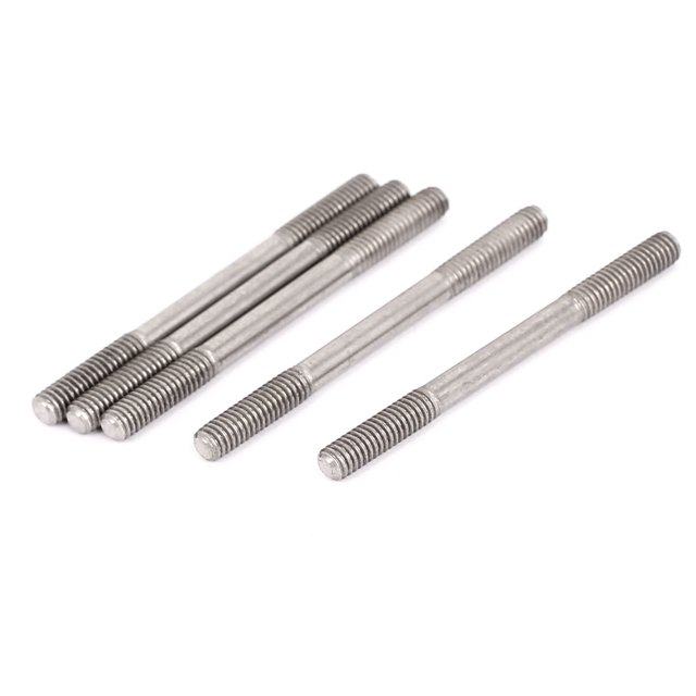 Unique Bargains M4x50mm Vis à Double Extrémité Filetée en Acier Inoxydable 304 Ton Argent 5 Pcs