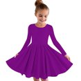 thumbnail image 1 of MeetoTime Robe de Performance pour Filles à Manches Longues, Couleur Unie, Col Rond, Extensible, Robe de Récital Scolaire, 4-14 Ans, Vêtements pour Enfants, 1 of 5