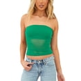 thumbnail image 2 of Fortune Women Tube Top Strapless Backless Tulle Patchwork Vest, 2 of 9