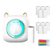 Mini Pocket Printer Portable Thermal Printer Machine Wireless BT Connection 203DPI for Picture Label DIY Handcraft List Meno Notes Journal Receipt Paper Instant Sticker with 11 Roll Thermal