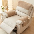 thumbnail image 3 of Lambskin Sofa Armrest Cover with Storage Pockets Non-Slip Washable Recliner Protector Beige Gray Camel Dark Gray, 3 of 5