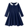 thumbnail image 1 of Robes pour Adolescentes Printemps Été Imprimé Volant Manches Longues Robe Décontractée Unie Marron 11-12 Ans, 1 of 4