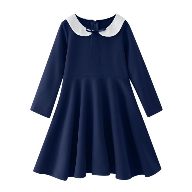 Robes pour Adolescentes Printemps Été Imprimé Volant Manches Longues Robe Décontractée Unie Marron 11-12 Ans
