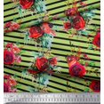 thumbnail image 2 of Soimoi Rayon Fabric Leaves & Rose Flower Print Sewing Fabric Yard 56 Inch Wide, 2 of 3